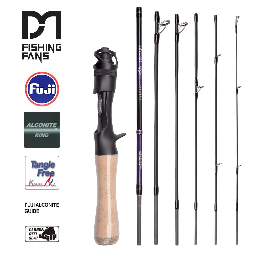 Canne télescopique FishingFans avec guides Fuji Alconite portable pour pêche nomade