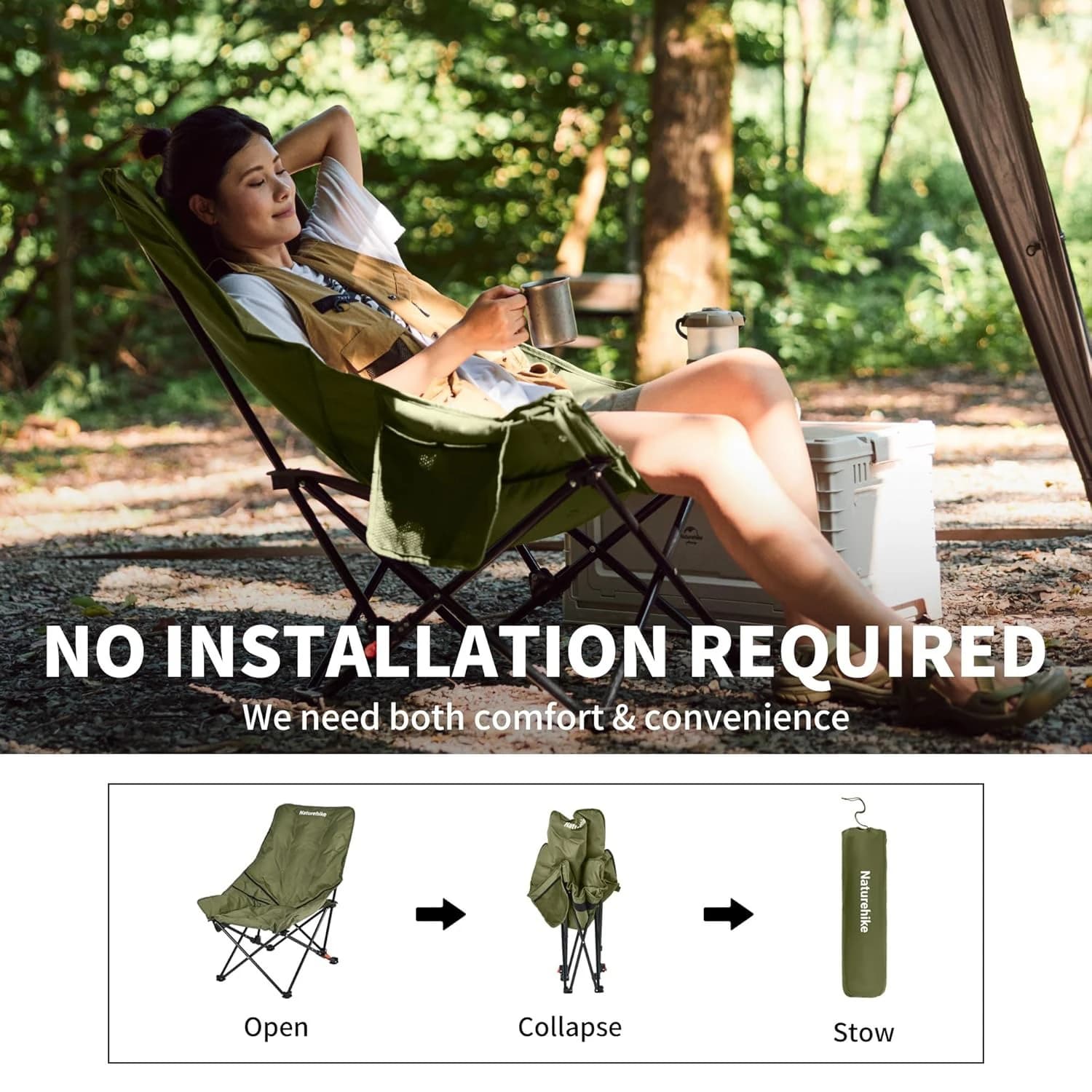 Chaise lune haut dossier Naturehike réglable pliante pêche rassemblement portable siège loisir pique-nique