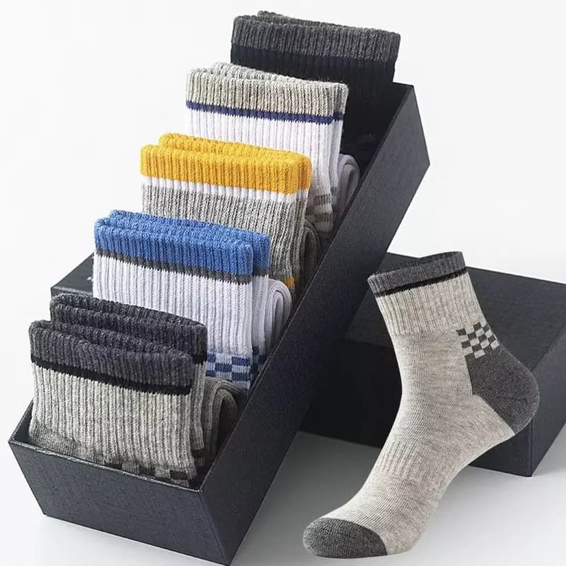Chaussettes mi-mollet homme coton toutes saisons pêche randonnée couleur unie versatile