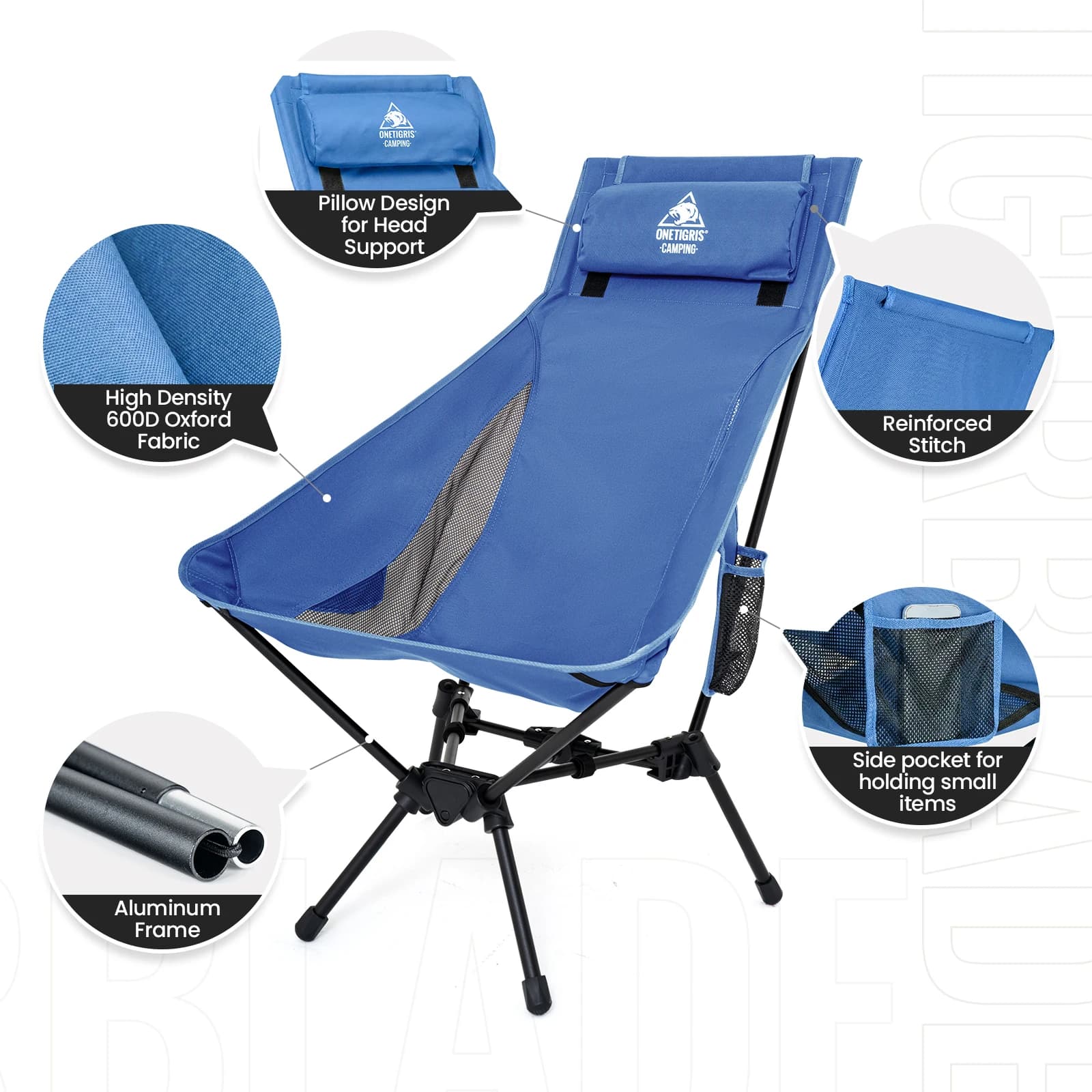 Fauteuil camping OneTigris Tigerblade haut dossier relaxant pliant pêche randonnée plage jardin