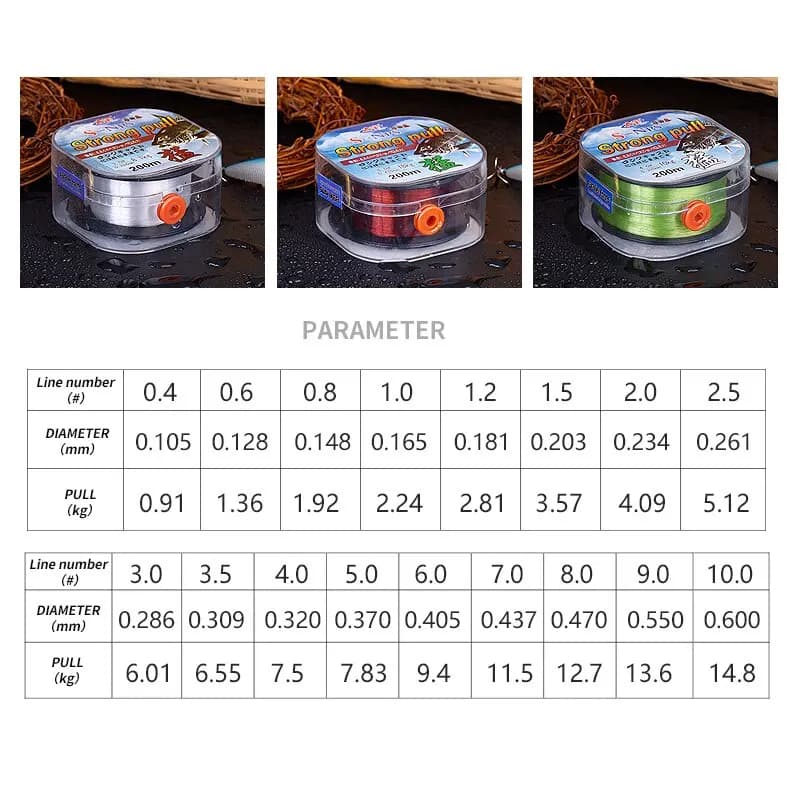 Ligne de pêche monofilament nylon super résistante 2-33LB pour mer et eau douce