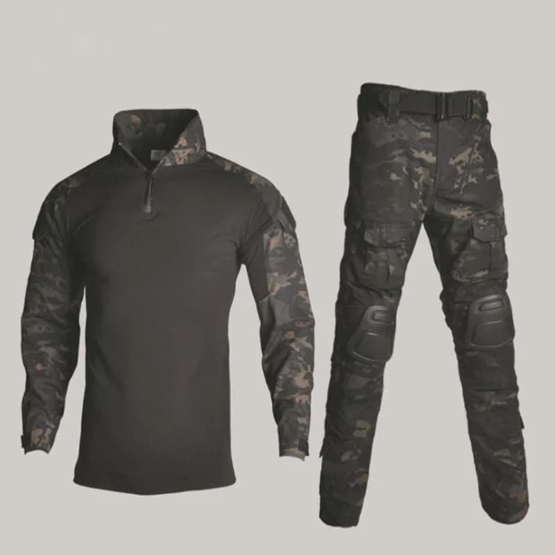 Combinaison Armée Combat Extérieur - Tenue Tactique Pêche Randonnée Chasse avec Protections