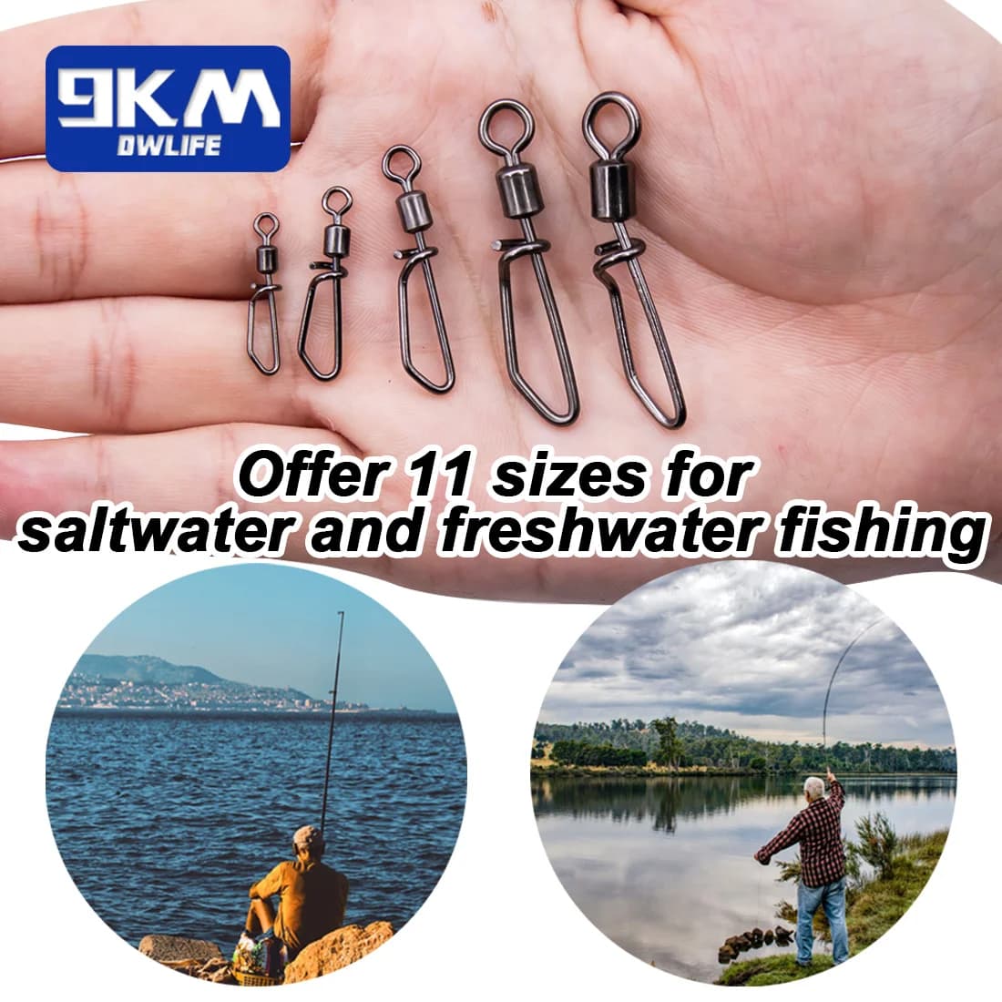 Lot de 25 à 100 émerillons pêche en mer avec agrafe coastlock en acier inoxydable résistant
