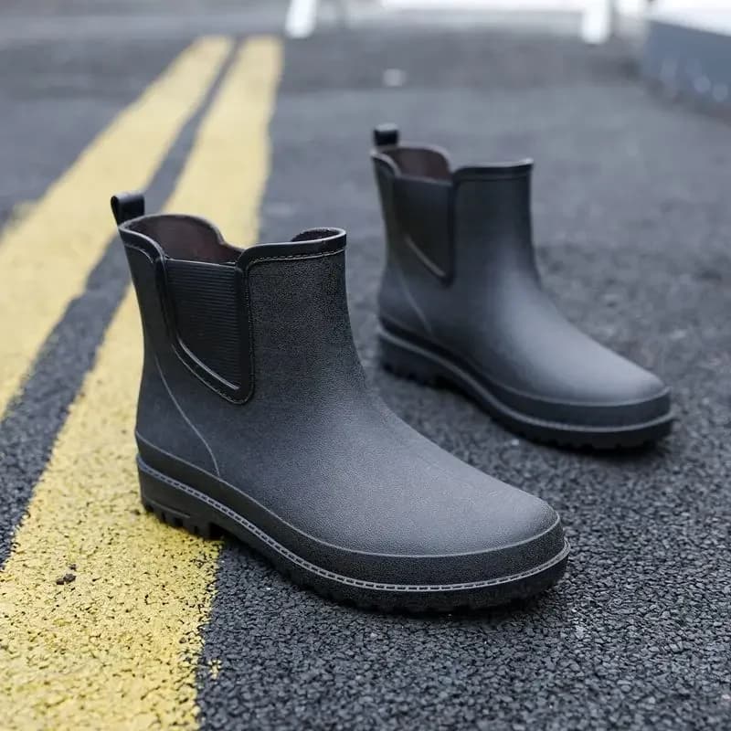 Bottes de pluie cuisine homme cheville noires imperméables antidérapantes qualité professionnelle