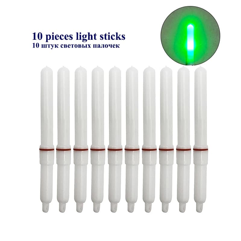 10 bâtons lumineux de pêche électriques sans pile, brillants pour la pêche de nuit en mer