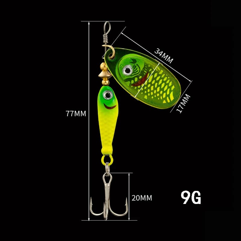 Leurre cuillère spinnerbait LUSHAZER 9g pour carnassiers, truite et brochet, avec hameçon triple
