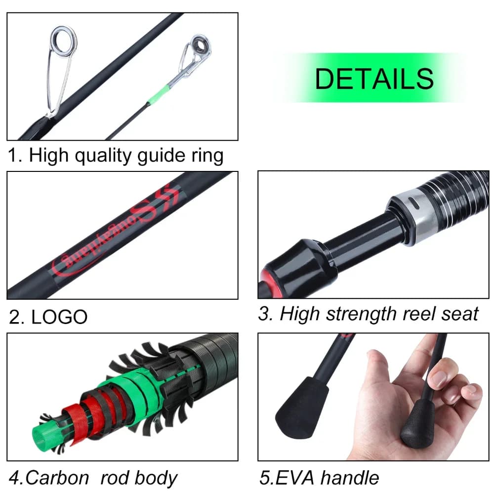 Canne spinning Sougayilang carbone 1.8-2.1m ultra légère - Pêche aux leurres manche EVA