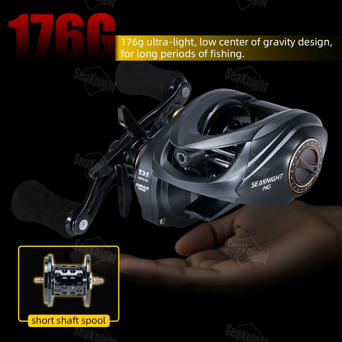 Moulinet baitcasting SeaKnight FALCAN IV ultraléger 176g frein carbone 7kg pour pêche aux leurres carnassiers