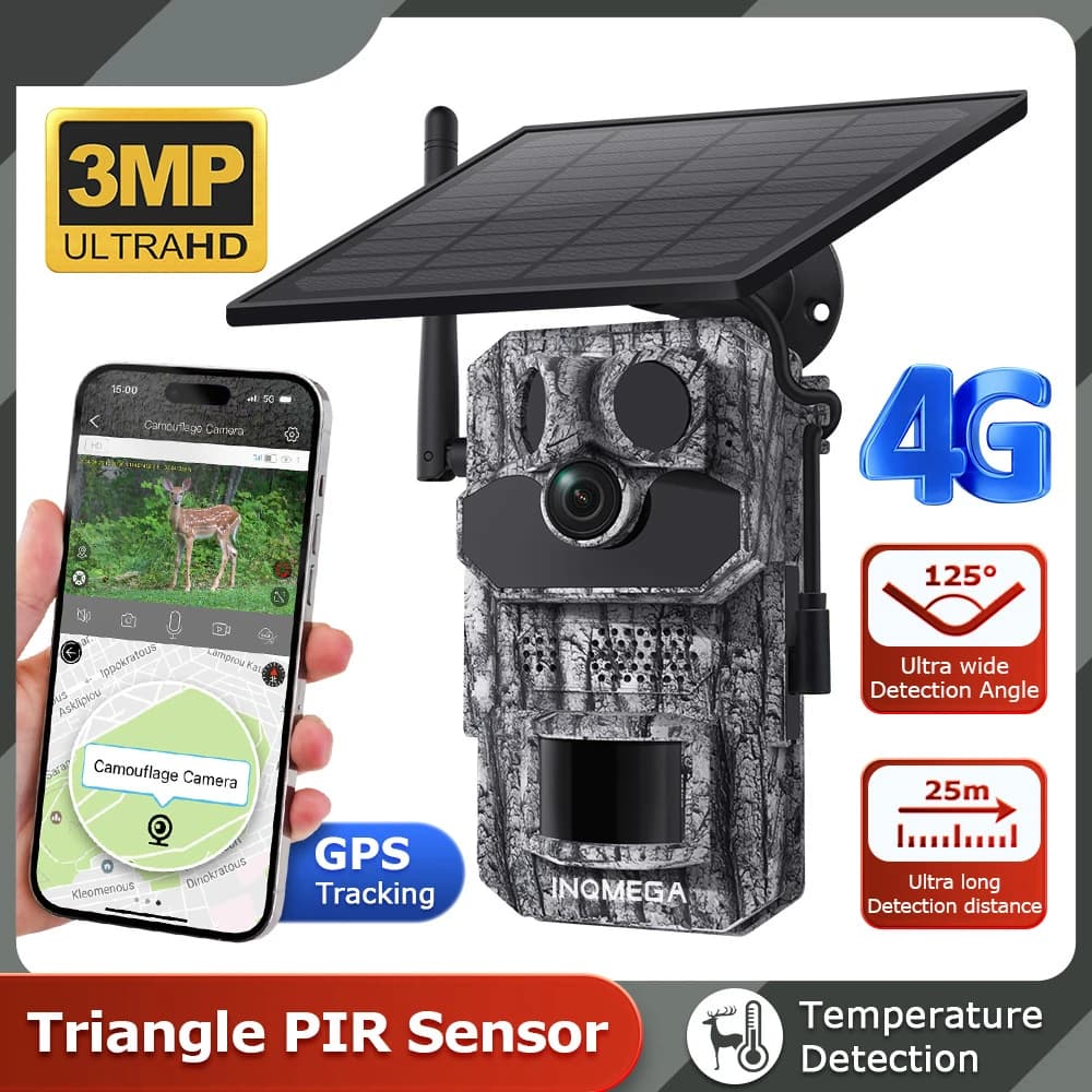 Caméra de chasse 4G solaire GPS positionnement étanche détection température monitoring animal extérieur