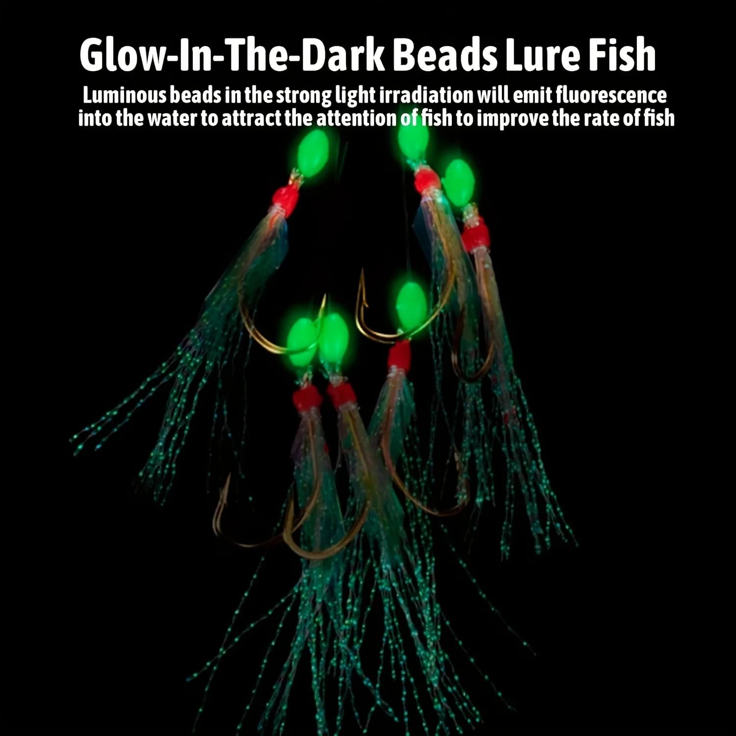 5 hameçons Sabiki pré-montés pour pêche mer et eau douce - perles luminescentes haute qualité