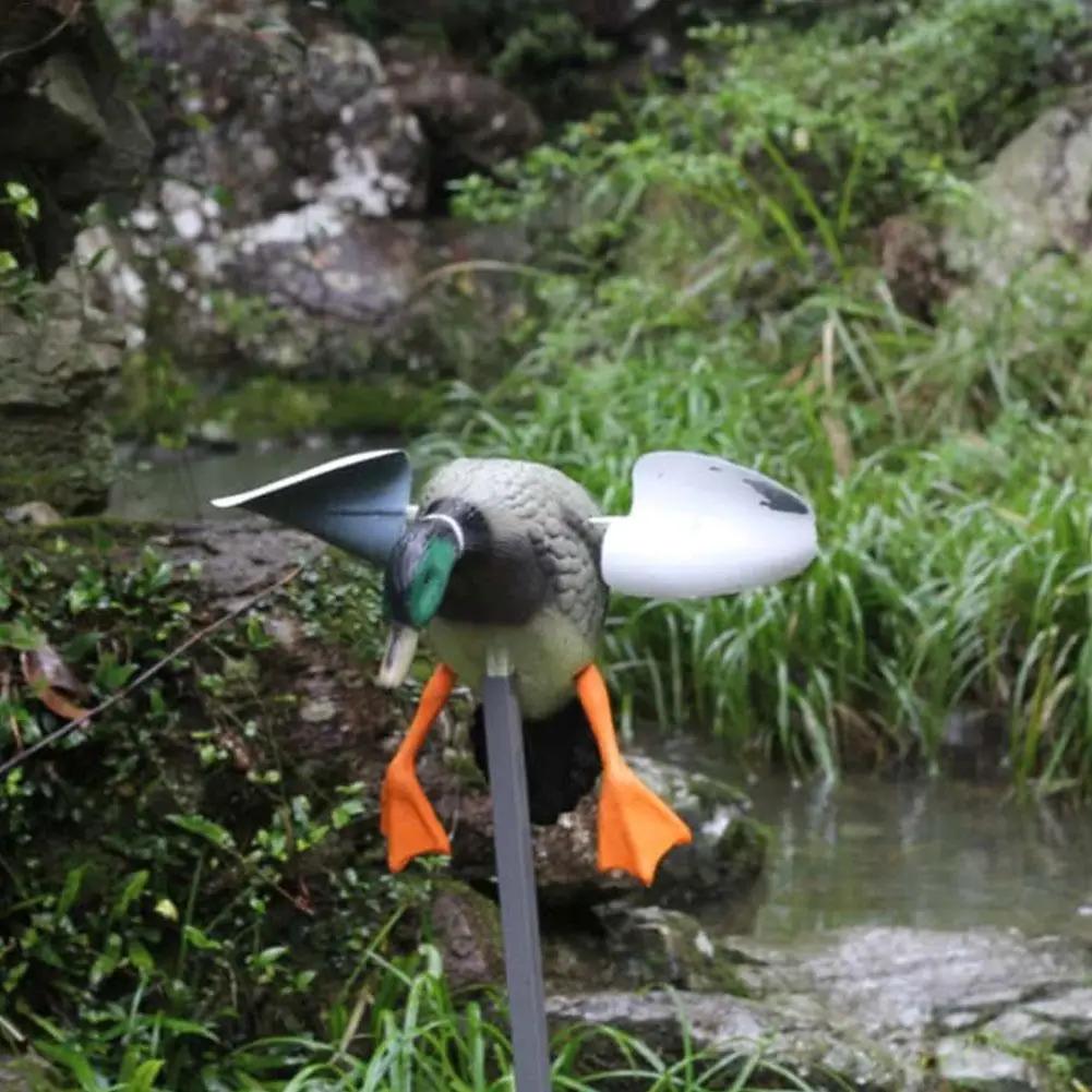 Leurre canard volant électrique télécommandé - Canard colvert avec pied support pour chasse