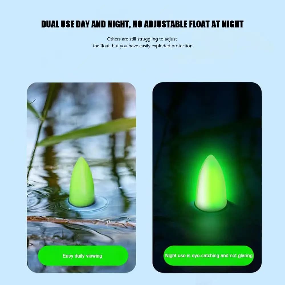 Flotteur coulissant LED pour pêche nocturne avec indicateur lumineux vert/rouge et tube dérivant