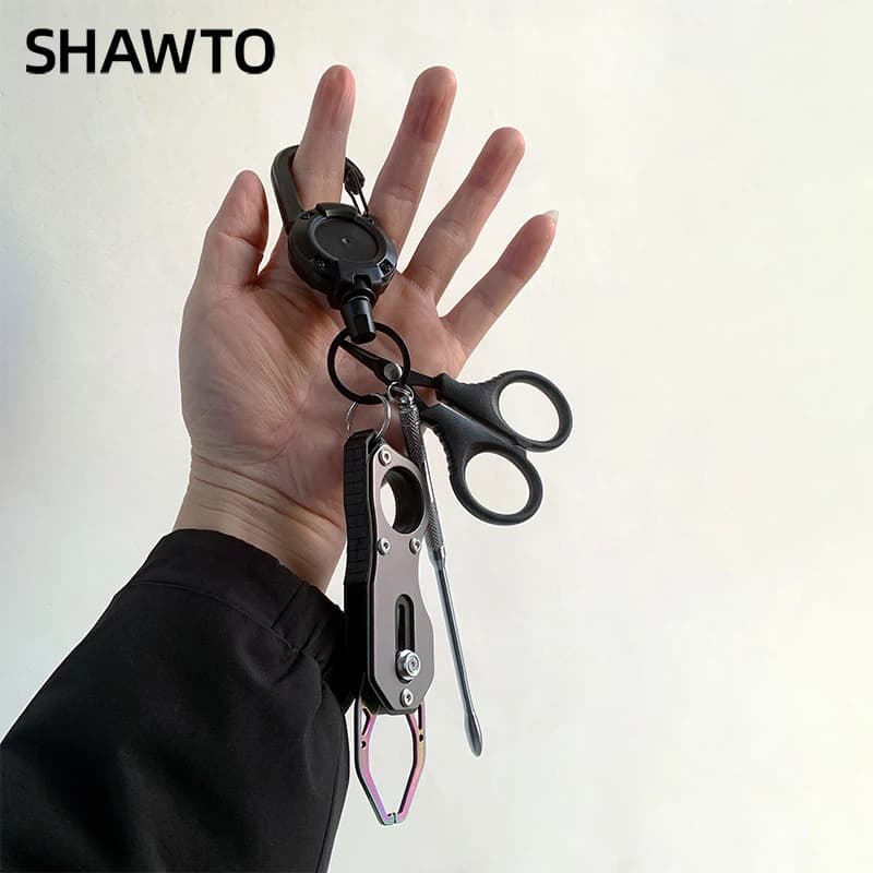 Kit outils pêche mer SHAWTO aluminium pinces décrocheur grip écailles ciseaux accessoires matériel