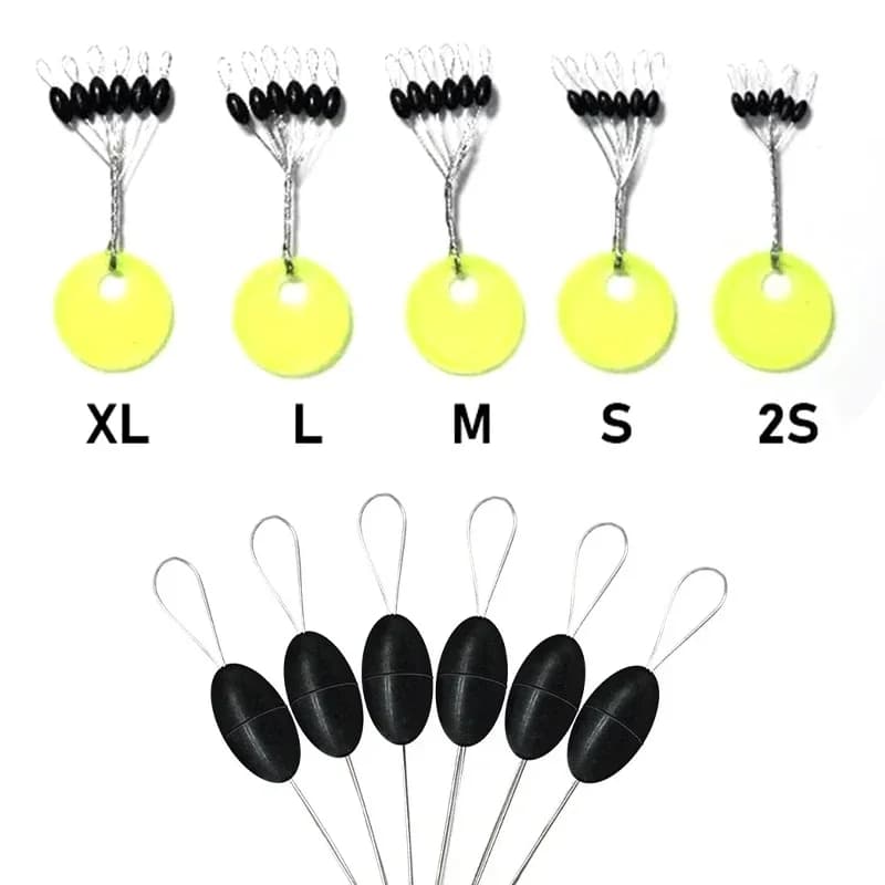 60pc 10 Group Set Rubber Space Bean Carp Fly Fish Rubber Oval Stopper Float Fish
