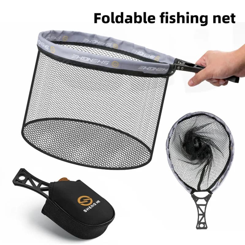 Épuisette pliable pêche à la mouche compacte - Filet de réception pliant pour truites en rivière