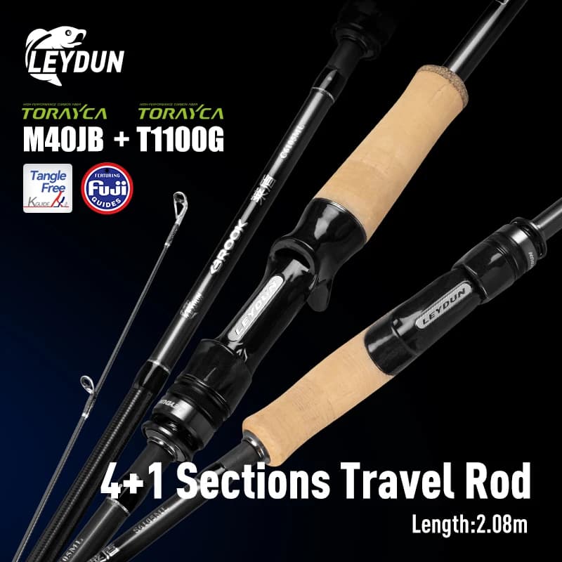 Canne voyage Leydun BROOK super légère 74g 4+1 sections MF pour brochet et perche