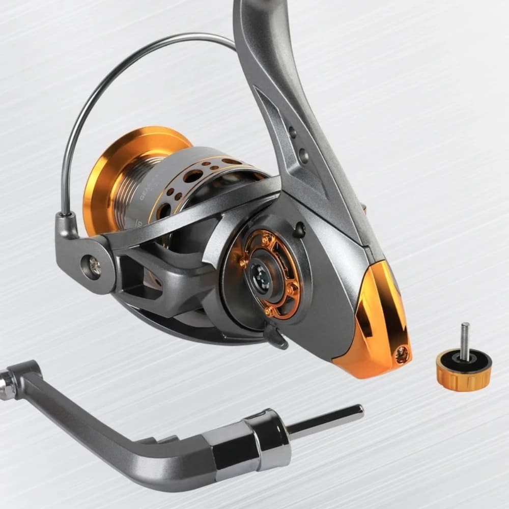 Moulinet spinning série DC 1000-7000 ratio 5.2:1 frein 26lb bobine CNC métal eau douce mer