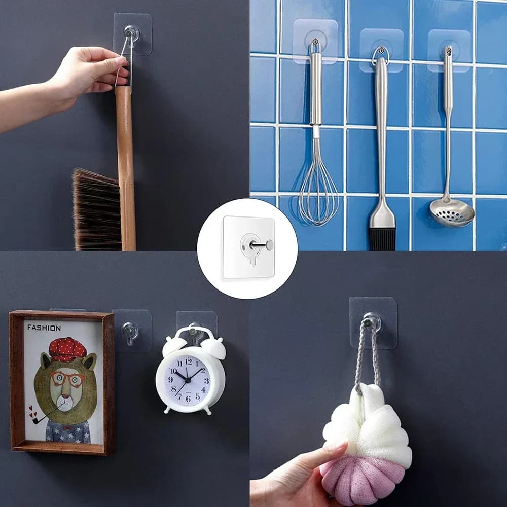 Crochets adhésifs forts sans perçage pour cadres photos et horloges - étanches cuisine salle de bain