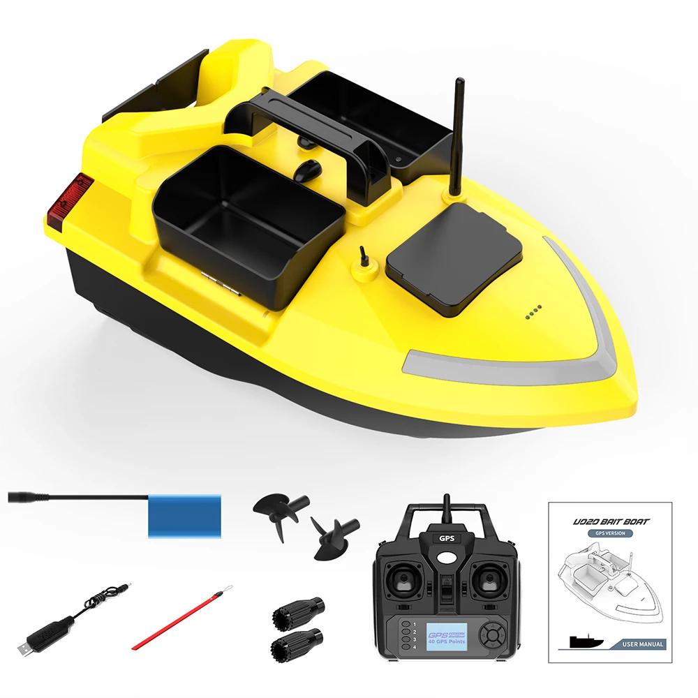 Bateau appât télécommandé V020 GPS avec sondeur poissons, double moteur et fonction cruise pour pêche carpe