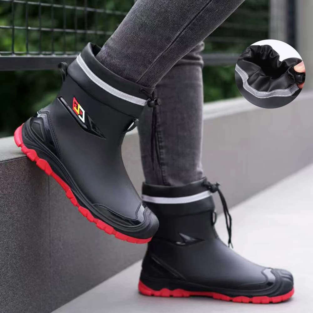 Bottes de pluie homme style britannique à embout tambour quatre saisons étanches anti-dérapantes