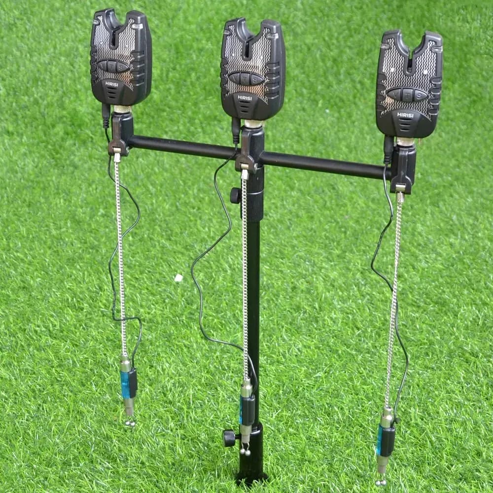 Hirisi Kit 3 Alarmes de Touche Carpe avec Swingers - LED Bleu Résistant à l'Eau Indicateur Prise