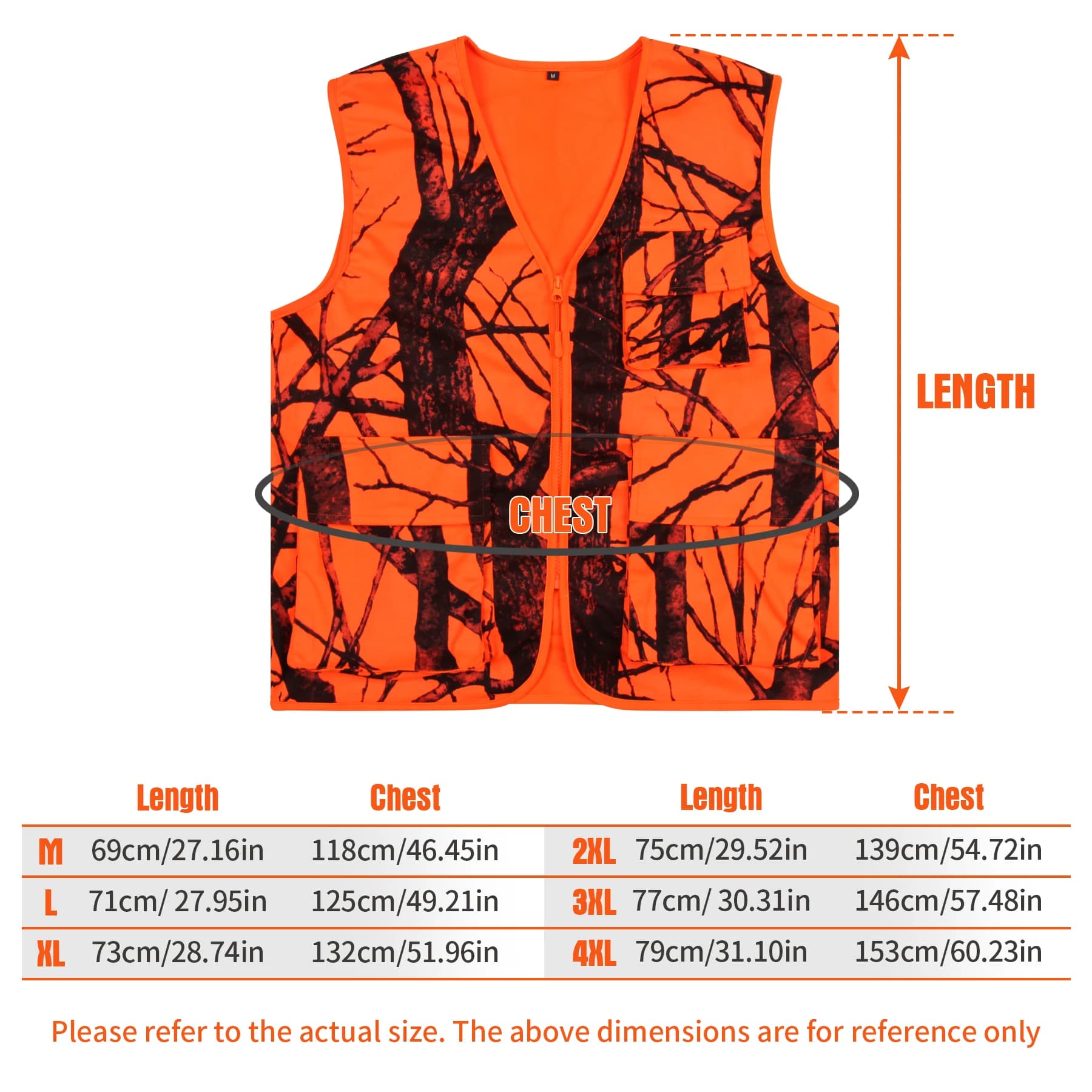 Veste utilitaire été décolleté V pour hommes GUGULUZA - Veste pêche chasse orange sécurité