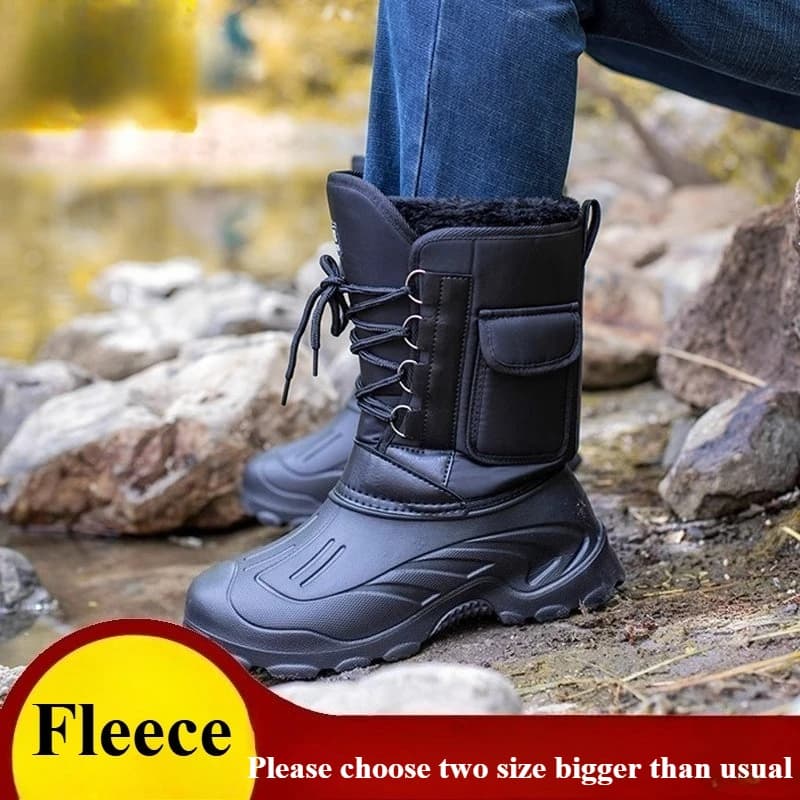 Bottes pêche hiver chaudes homme - Chaussures pêche imperméables antidérapantes - Waders neige glace