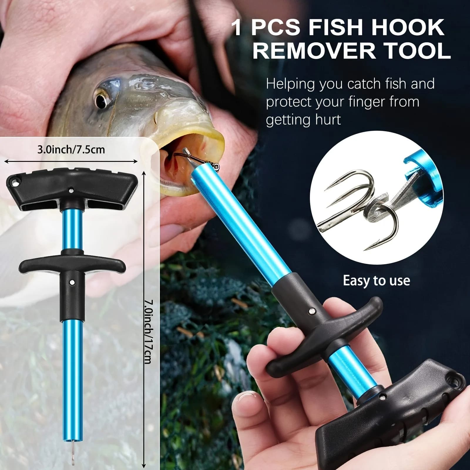 Pince à lèvres pêche 7 pièces pliable inox avec balance et règle pour carpe et gros poissons