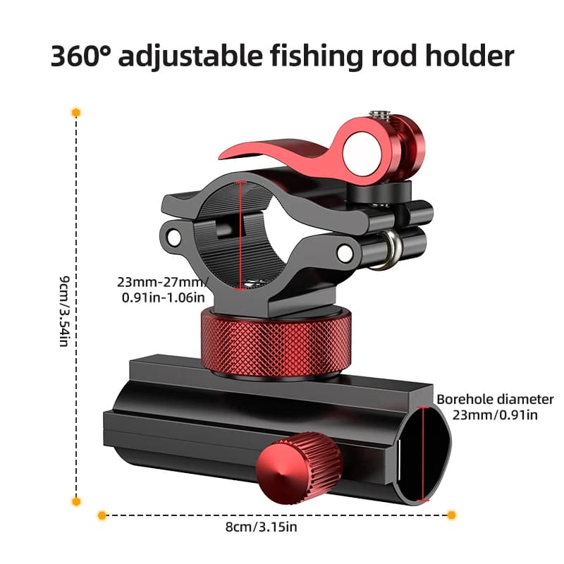 Support réglable fixation matériel pêche aluminium rotatif accessoire canne à pêche