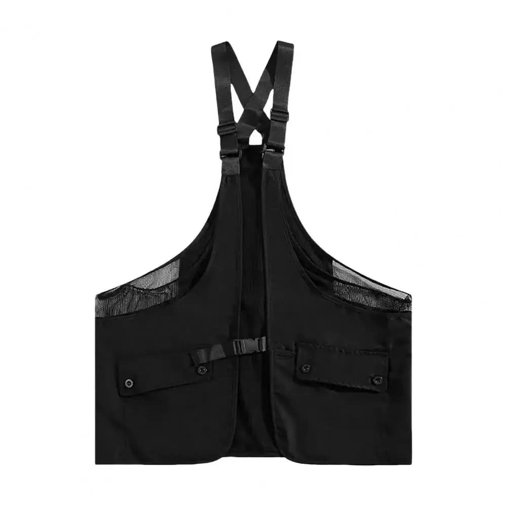Gilet à poches multiples style streetwear pour pêcheurs avec rangements pratiques accessoires
