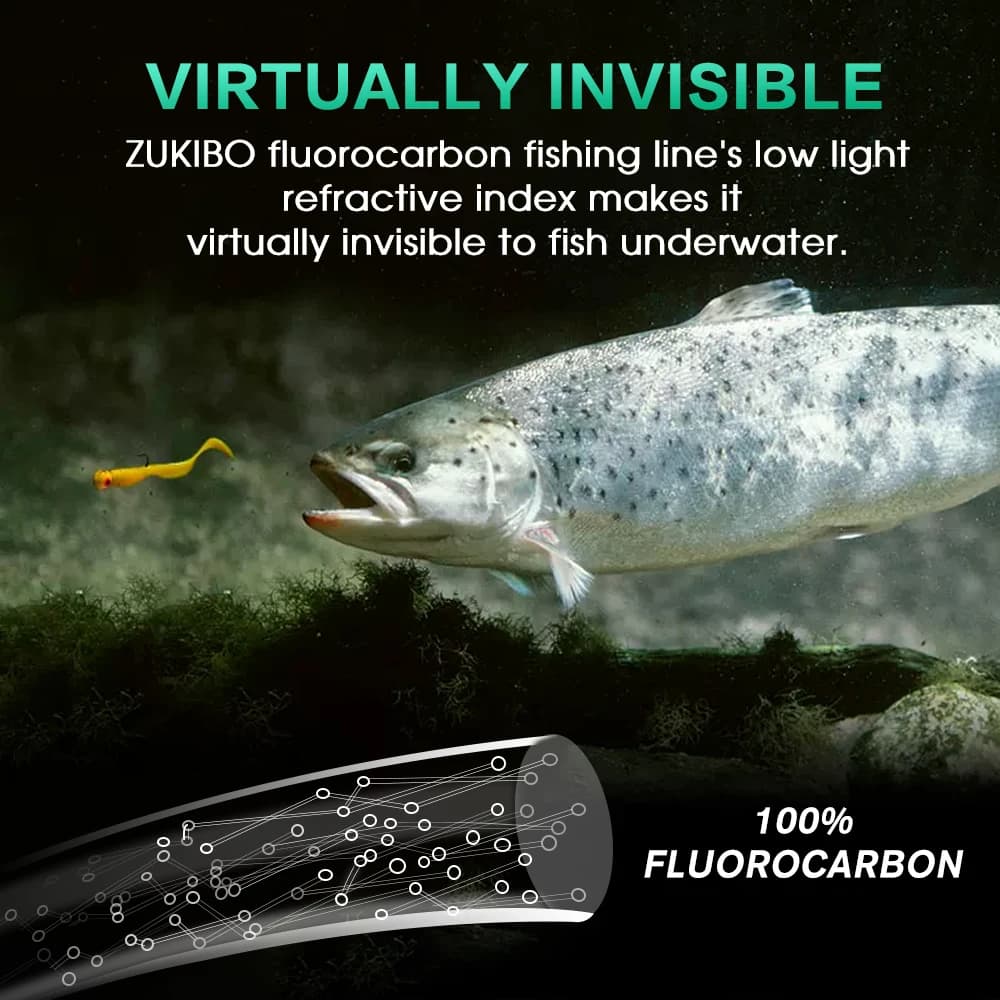 Ligne leader fluorocarbone ZUKIBO 50M - Monofilament japonais 100% invisible à coulée rapide