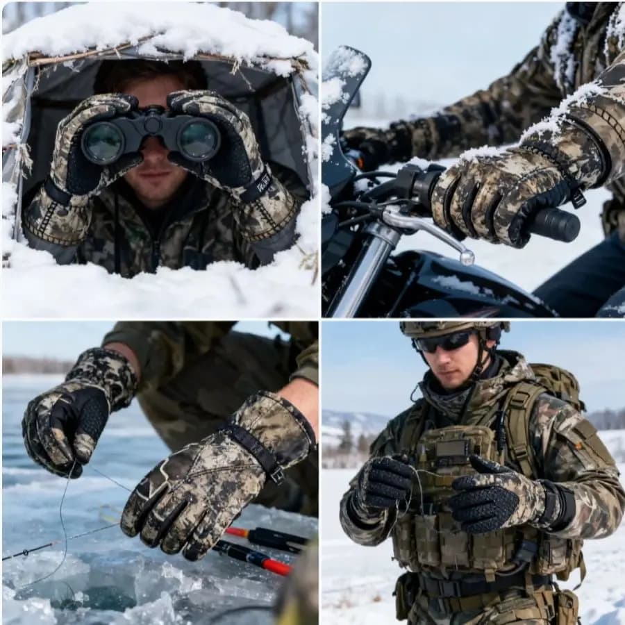 Gants camouflage biomimétique automne hiver écran tactile imperméable anti-dérapage chauds pêche
