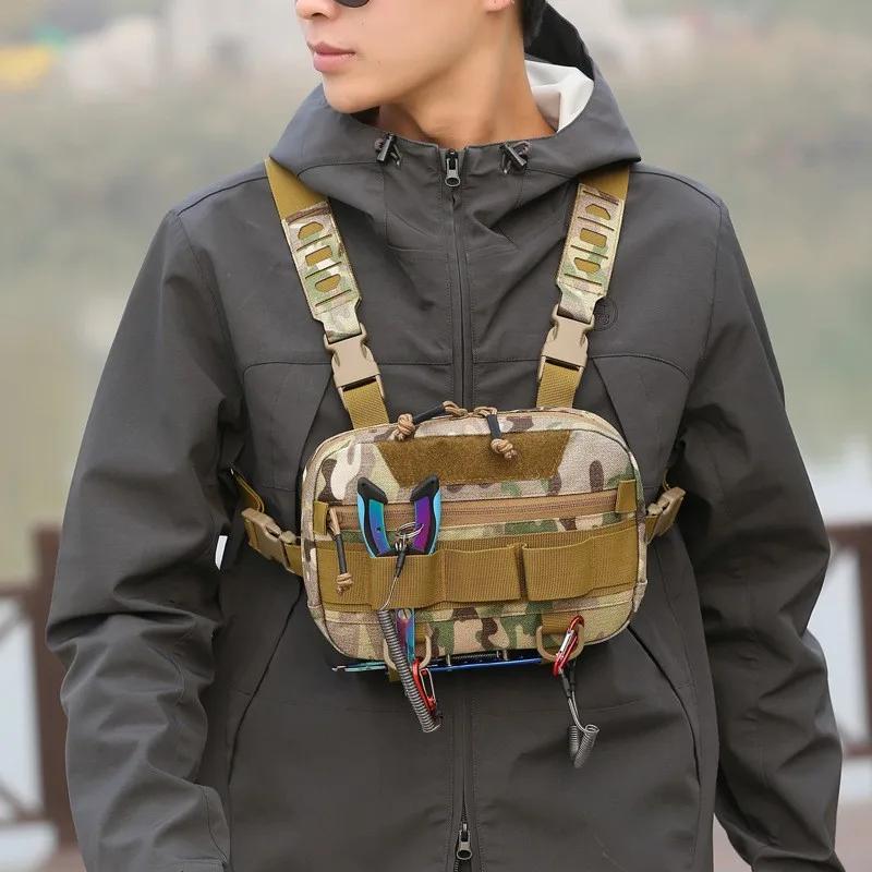 Sac poitrine pêche tactique homme étanche molle nylon randonnée camping sac à dos voyage extérieur