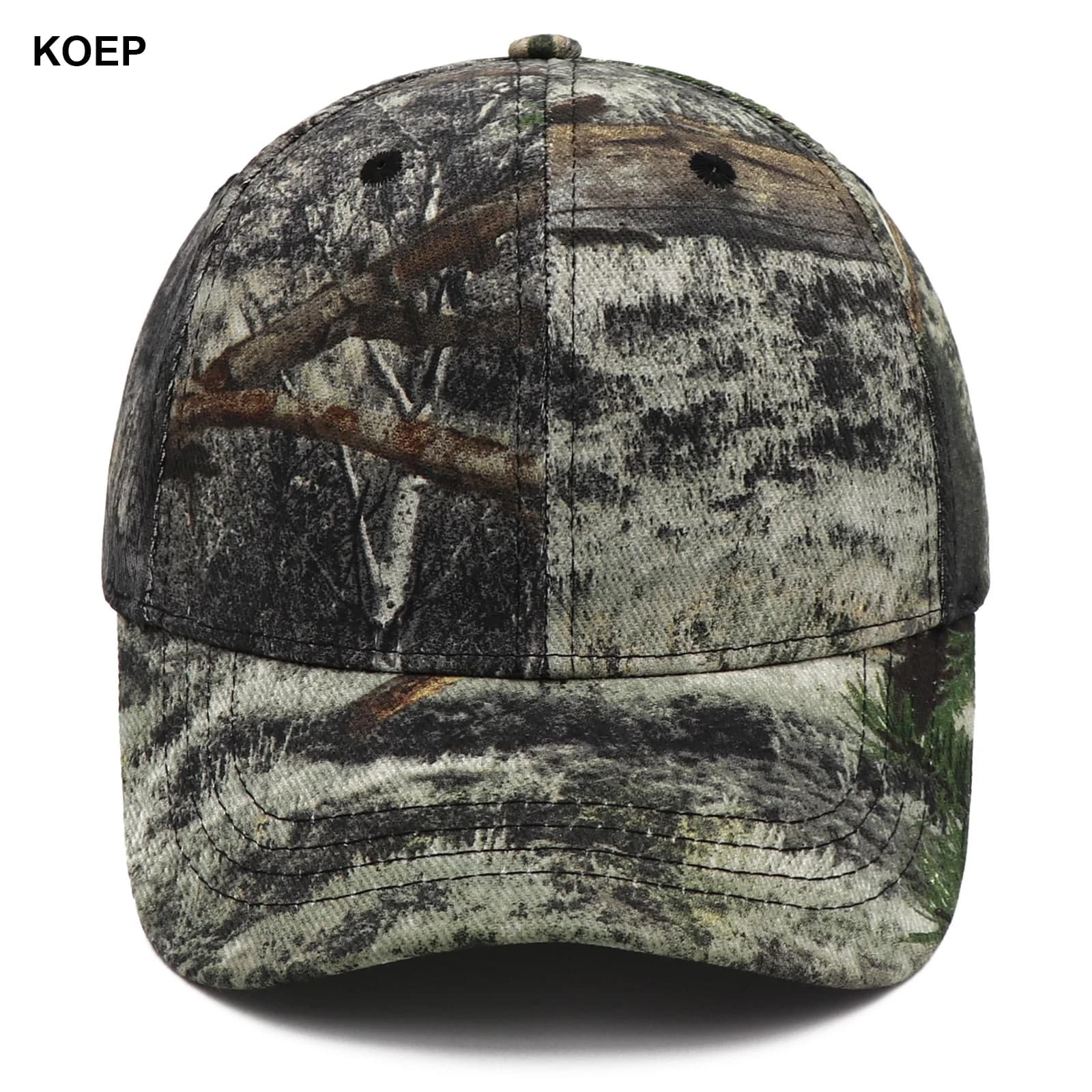 Casquette baseball camouflage KOEP KBMO7 pour pêche outdoor - Design feuilles de roseaux