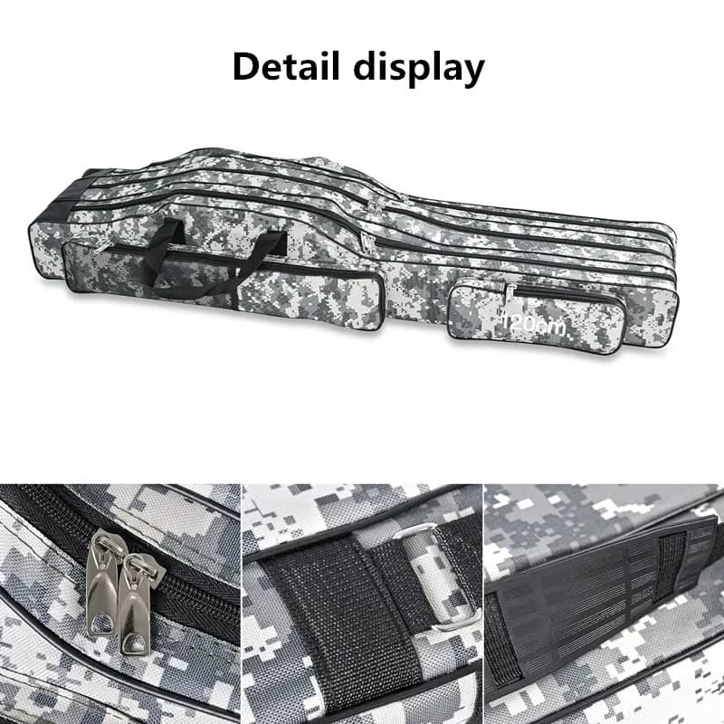 Sac de pêche mer pliable 3 couches 1.2m/1.5m à double bretelles pour cannes et outils