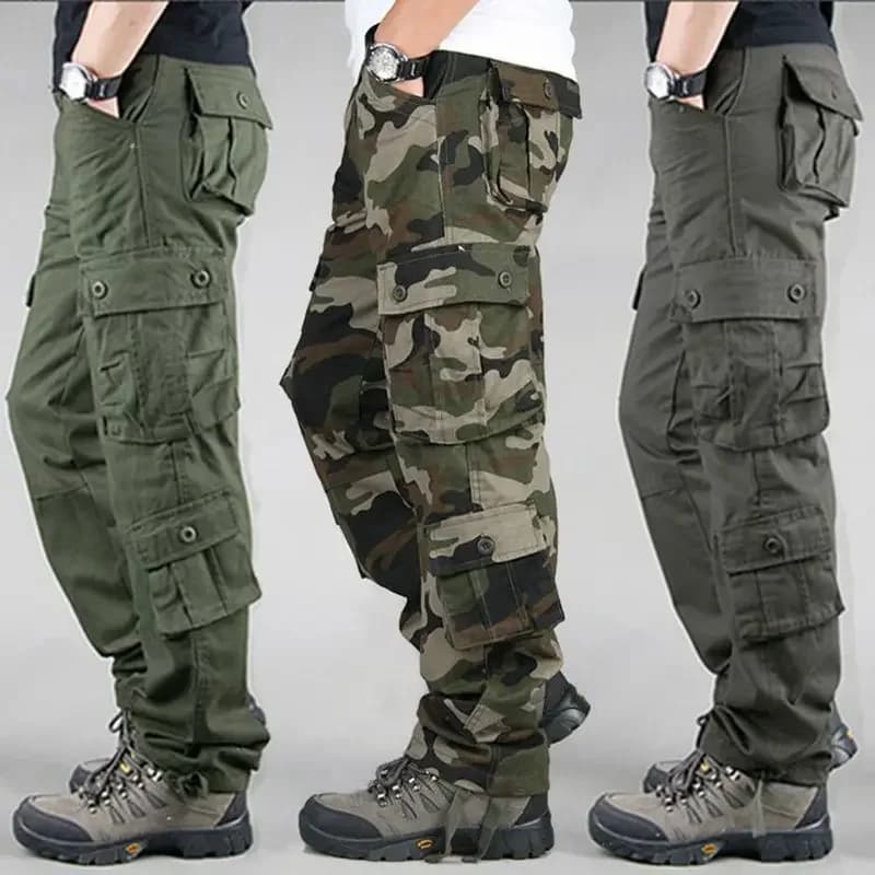 Pantalon de travail multi-poches pour hommes - Loose résistant - Taille grande protection pêche
