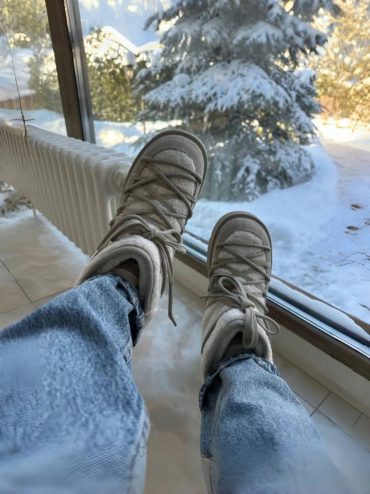 Snow Boots BEAUTODAY cuir vache - Semelle épaisse fourrure chaud pêche hiver