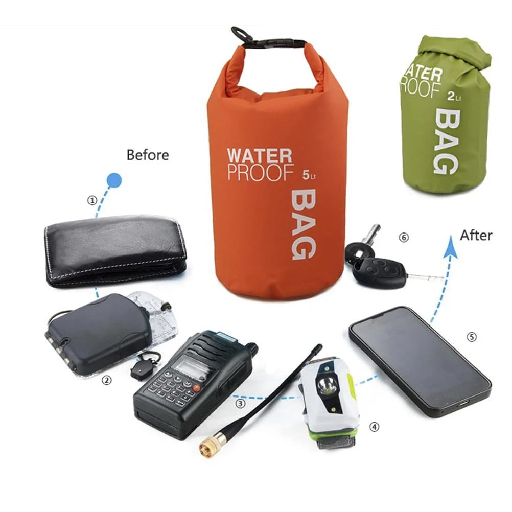 Sac étanche 2L pour pêche, kayak et sports nautiques - Protection optimale pour appareils photo et équipements
