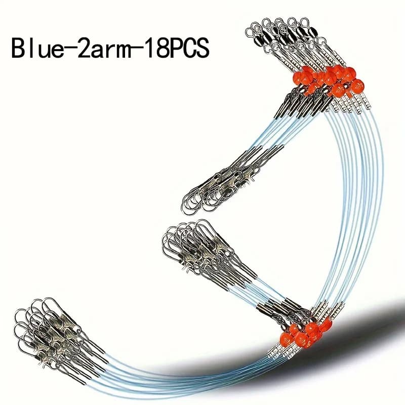 Kit 18 bas de ligne pêche mer avec émerillons snaps acier haute résistance pour leurres appâts