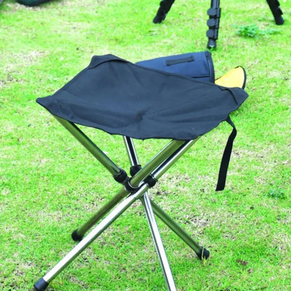 Chaise pliante pêche 4 pieds avec sac de rangement en acier inoxydable pour camping et pique-nique
