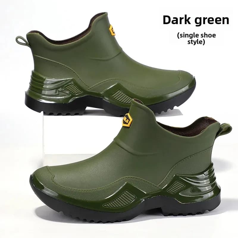 Bottes pluie courtes sport coréen épaisses larges confortables homme anti-dérapage PVC cheville pêche