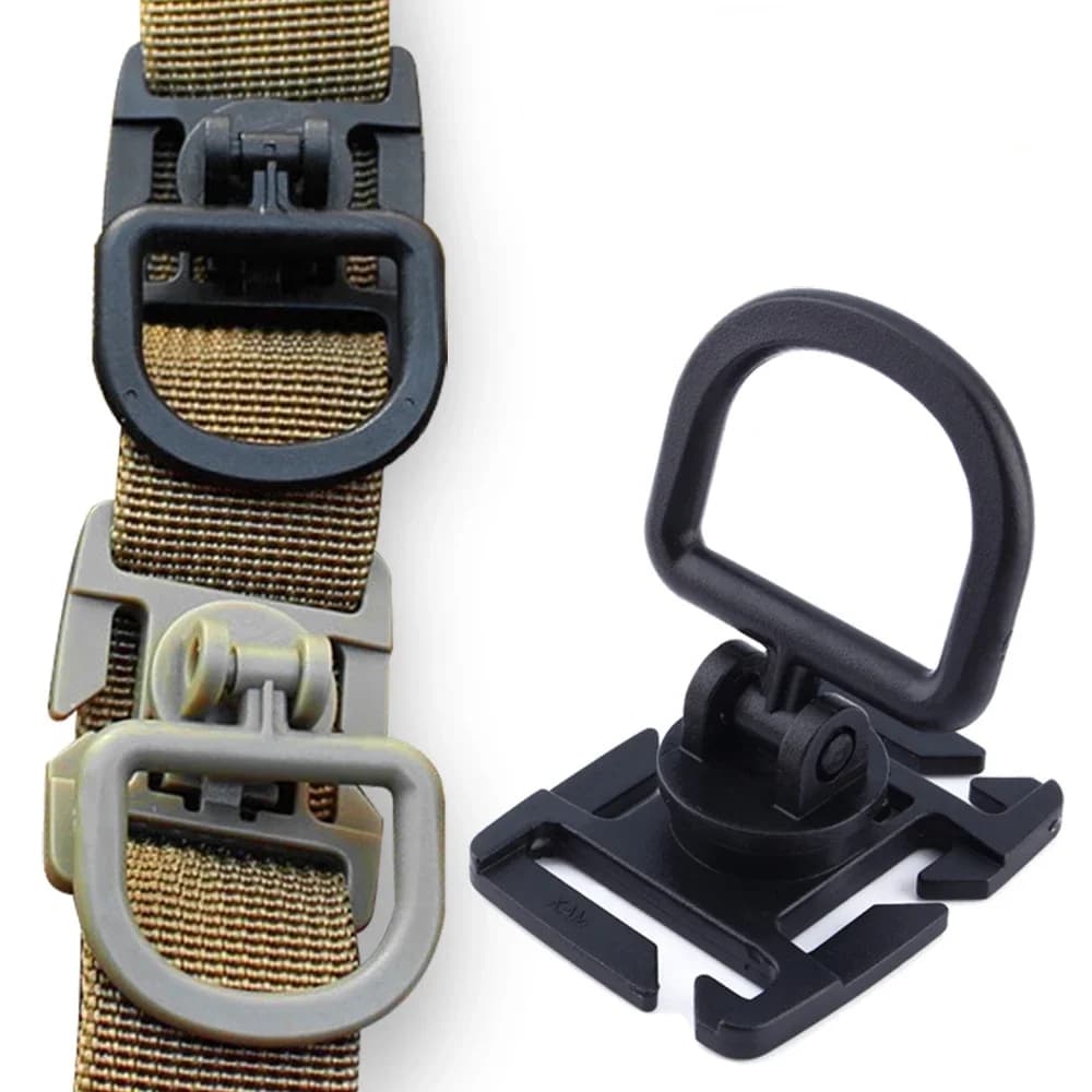 4 anneaux en D tactiques rotatifs 360° - Accessoires fixation MOLLE pour sacs à dos
