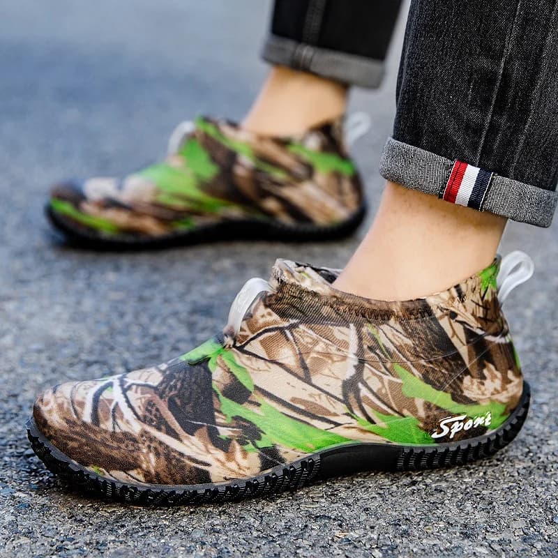 Bottes de pluie courtes camouflage homme anti-dérapage imperméables pêche résistantes plastique grande taille