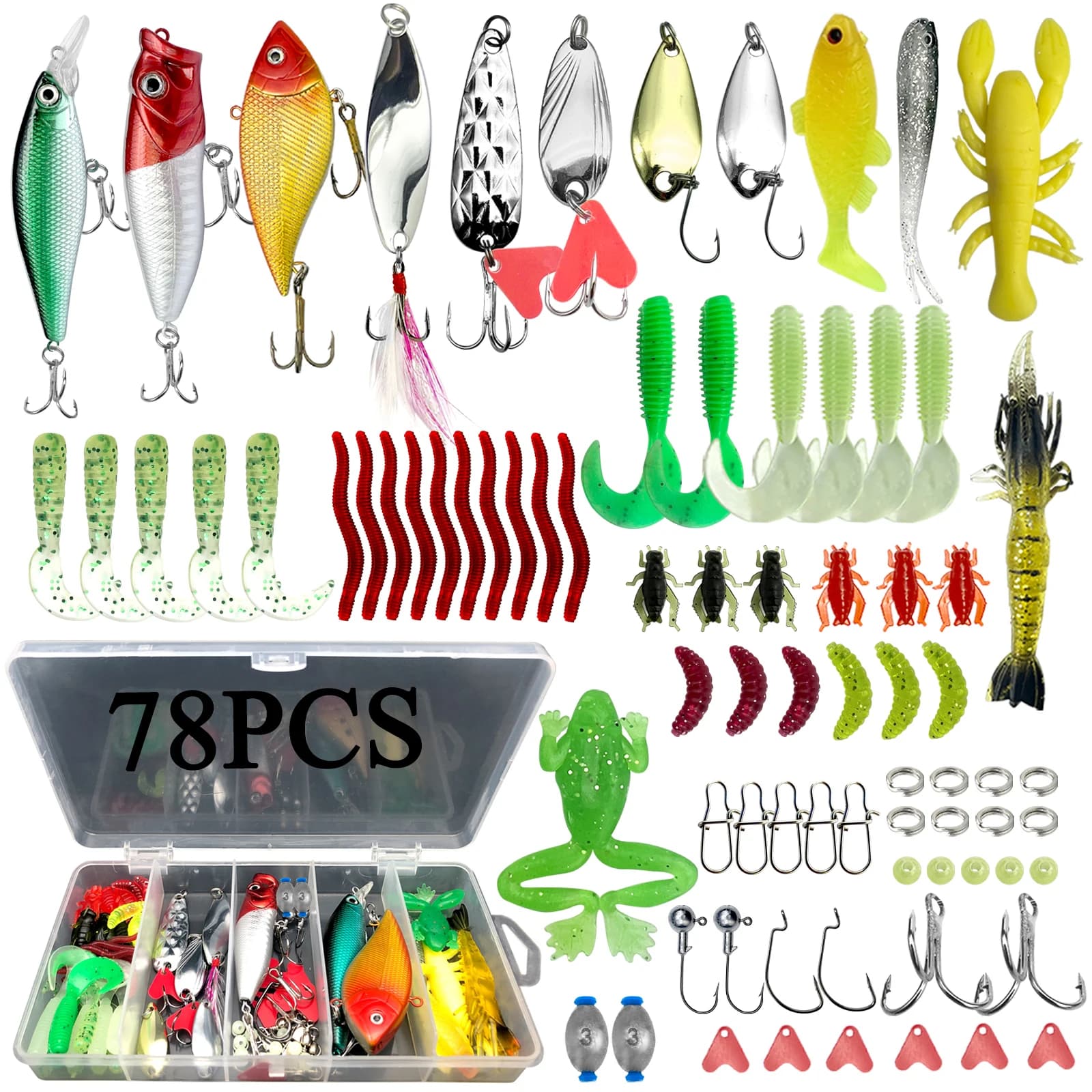 Kit de leurres de pêche 284 pièces pour truite saumon et bar, appâts de surface et