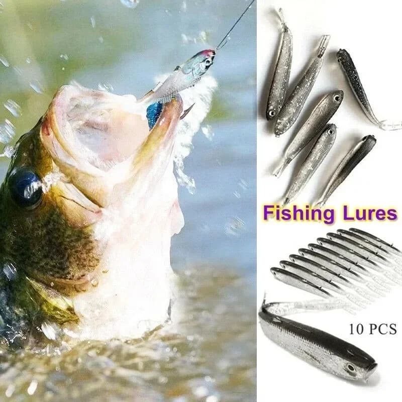 Leurre souple swimbait queue fourchue avec/sans hameçon - Appât silicone pour pêche active des carnassiers