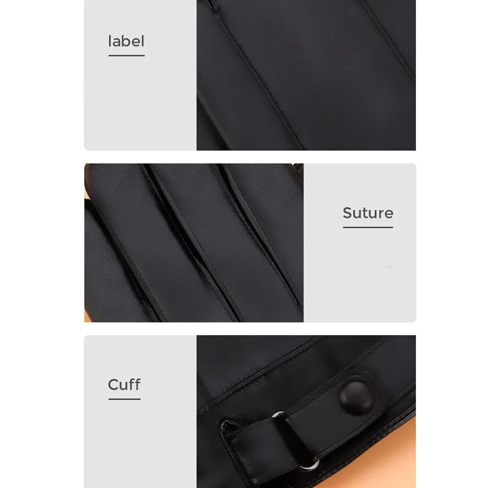 Gants de pêche hiver doigts entiers noir cuir PU qualité premium écran tactile homme