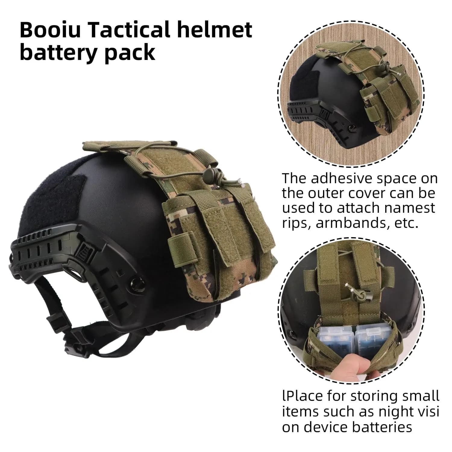 Poche batterie BOOIU MK2 - Contrepoids casque pour pêche nocturne avec équipements électroniques