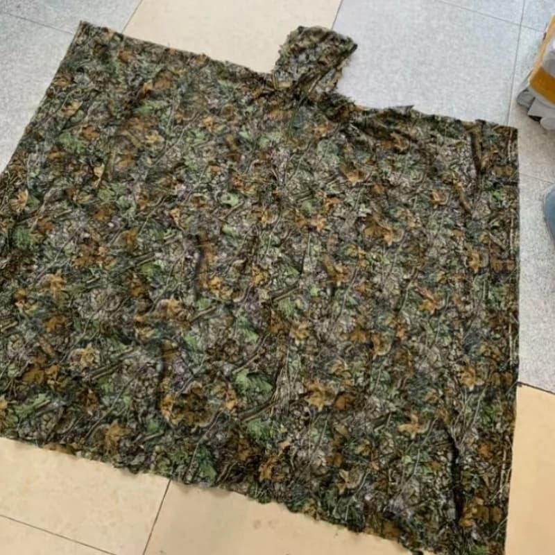 Poncho camouflage ghillie 3D complet pour chasse discrète pêche et jeux CS en extérieur