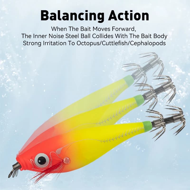 Leurre LEYDUN Luminous Horizontal Squid Jig 5pcs - Appât phosphorescent pêche calmar seiche crevettes mer