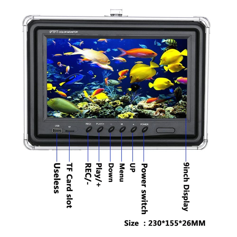 Caméra pêche 360° rotative avec enregistreur DVR 9" 100M IP68 - Détecteur poissons panoramique
